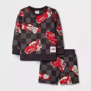 Lightning McQueen Cars Disney Boys Matching Set 2T Toddler Sweatshirt Shorts
